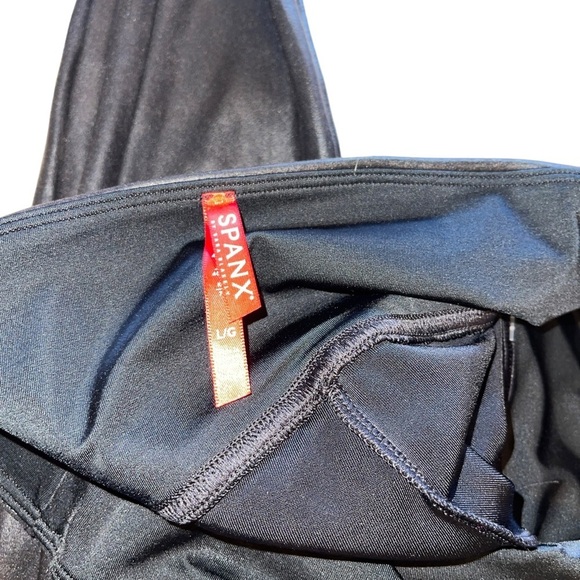 SPANX Faux Leather Leggings for Women Tummy Control with Side Stripe | Size L - Picture 4 of 6